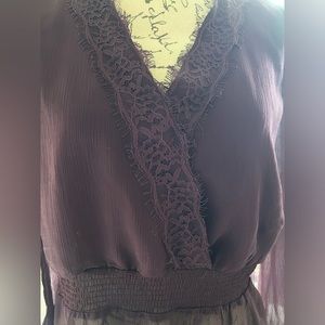 Deep purple blouse with synched waist.